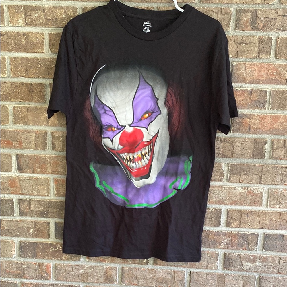 Black Unisex T-Shirt with Creepy Clown Graphic NWOT